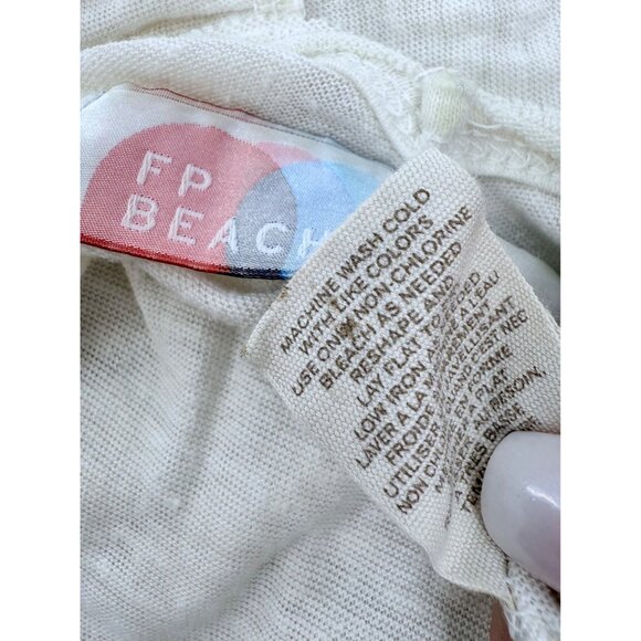 RARE Free People Beach Cream White Casual Boho Tiered Ruffle Hem Maxi Tank Dress - Picture 13 of 15